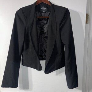 HAUTE MONDE Women Size L Large Black Open Front Blazer Jacket